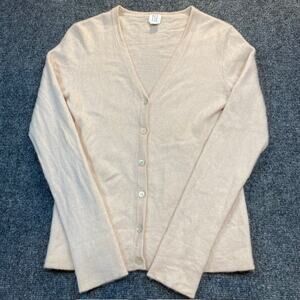 Tse Cashmere Pink Cardigan Sweater Womens Medium Classic Mother of Pearl Buttons